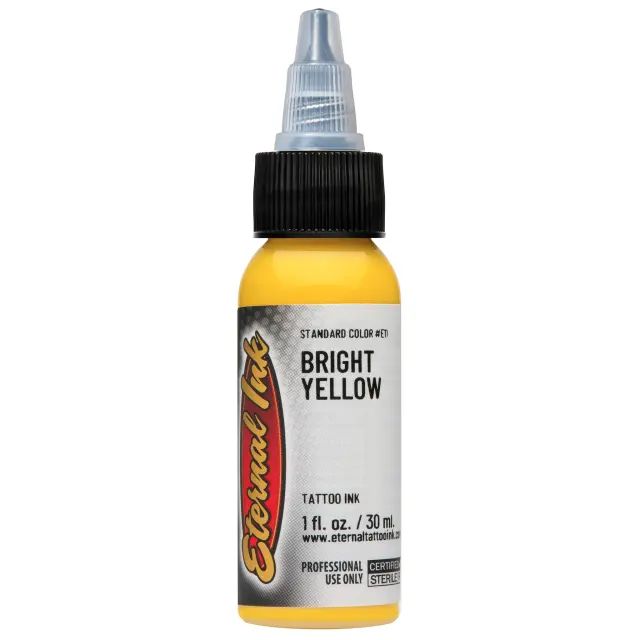 Bright Yellow Ink – Pigmento amarillo radiante de Eternal Ink ideal para trabajos profesionales.