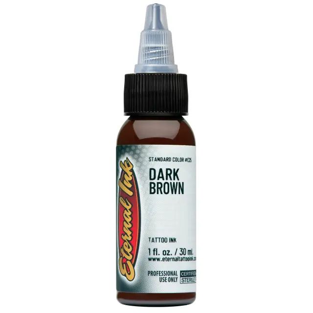 Dark Brown Ink – Pigmento café cálido de Eternal Ink ideal para trabajos profesionales.