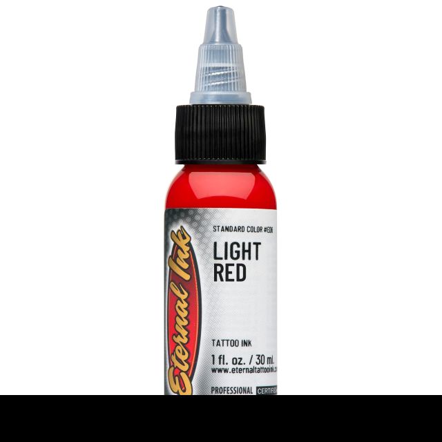 Light Red Ink – Pigmento rojo vibrante de Eternal Ink ideal para trabajos profesionales.