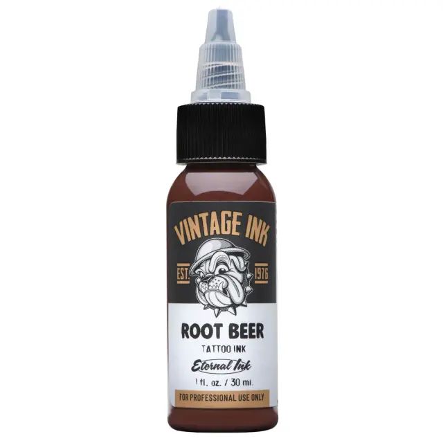 Root Beer Ink – Pigmento café cálido de Eternal Ink ideal para trabajos profesionales.