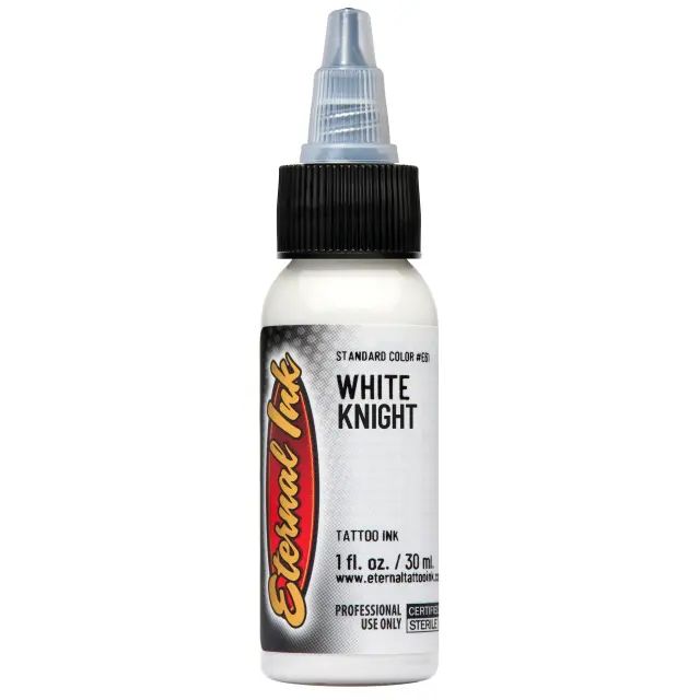 White Knight Ink – Pigmento blanco luminoso de Eternal Ink ideal para trabajos profesionales.